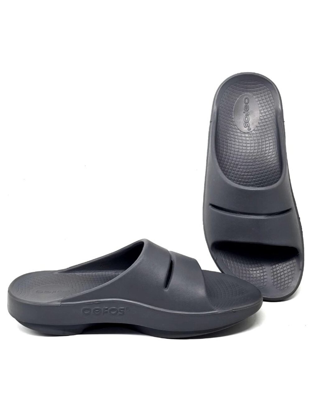 OOFOS OOahh Gray Recovery Comfort Slide Sandal Shoes Women's Size 8 Men's Size 6
